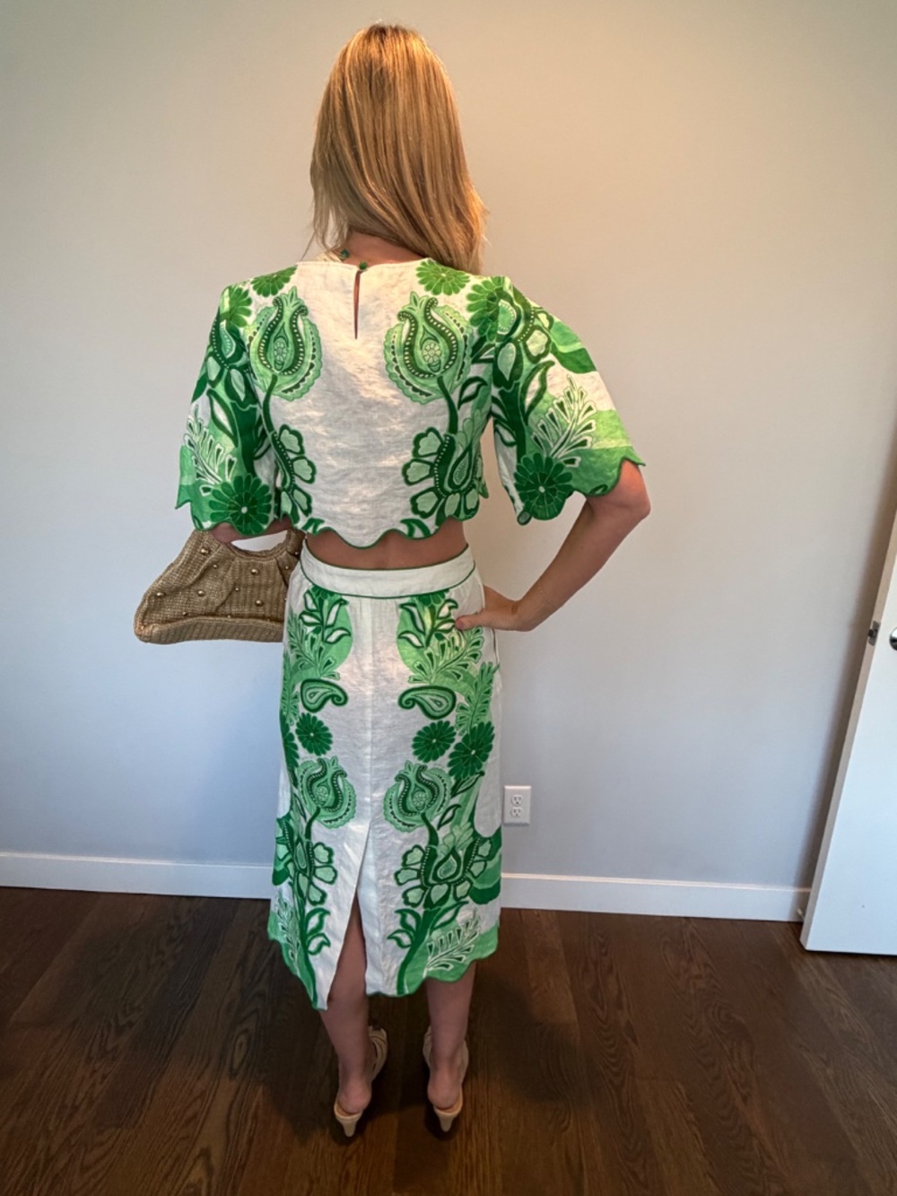 Farm Rio Festival Green Midi Skirt & Blouse - Picture 15 of 16